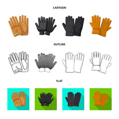 Vector illustration of glove and winter symbol. Collection of glove and equipment stock symbol for web.