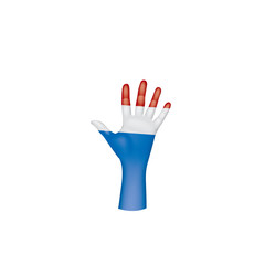 Fototapeta na wymiar Netherlands flag and hand on white background. Vector illustration