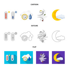Vector illustration of weather and climate symbol. Collection of weather and cloud vector icon for stock.