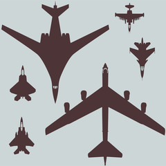 Set of combat aircrafts