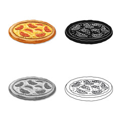 Isolated object of pizza and food logo. Collection of pizza and italy vector icon for stock.