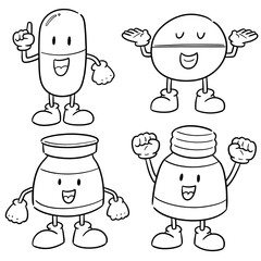 vector set of medicine cartoon