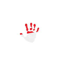 Indonesia flag and hand on white background. Vector illustration