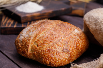 Craft bread. The concept of healthy food and traditional bakery.