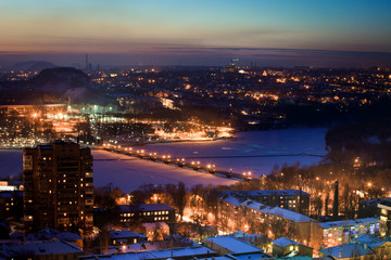Fototapeta premium night view of the city of Donetsk from a great height