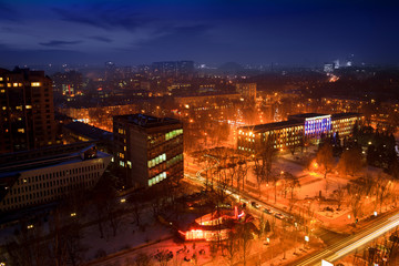 Fototapeta na wymiar night view of the city of Donetsk from a great height