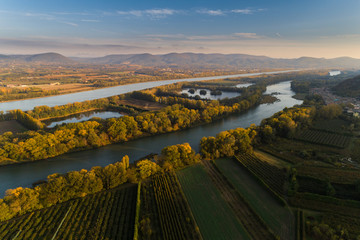 Die Rhone im herbstlicht bei Le Pouzin