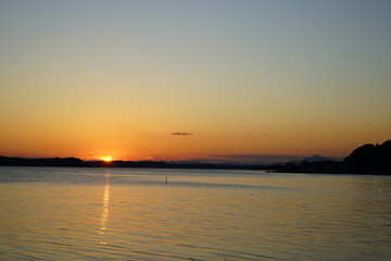 Obraz premium 涸沼の夕景