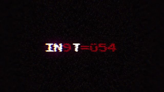Intentional digital artifact injection fx animation, decoding a noisy scambled 8-bit text: installing.