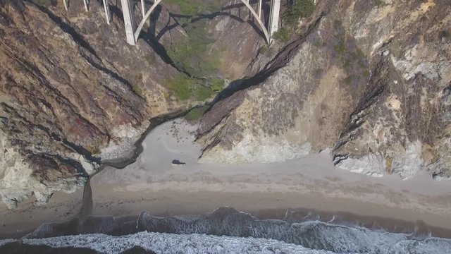 4K Aerial view of Bixby Creek Bridge in Big Sur California USA