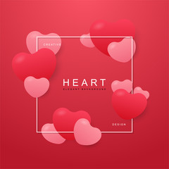 Heart abstract banner pink colors, with space for text. Usable for web, landing page, social media, print, banner, backdrop, background template.