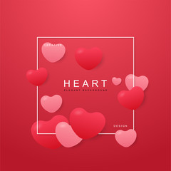 Heart abstract banner pink colors, with space for text. Usable for web, landing page, social media, print, banner, backdrop, background template.