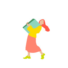 Woman holding a box. Vector illustration of young woman with a box.