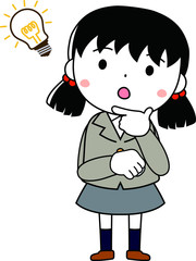 A cute pigtails female student expressing emotion