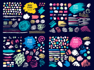 Set stroke spot blod. Brush, pen, marker, chalk. Color pastel. Vector distressed grunge modern textured brush stroke, doodle, doodles, scribbled, chalkboard. Dry brush. Hand drawn vector. © Iraida Bearlala