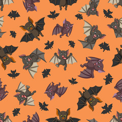 Seamless pattern with bat in the different posing