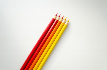 color pencils on white background