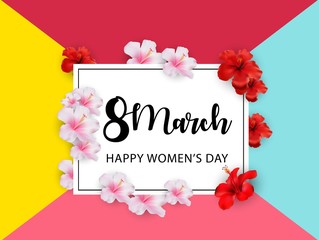 Fototapeta na wymiar 8 march international women's day background with flowers 