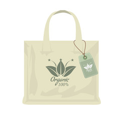 Premium quality organic bag mockup for shopping. Vector Illustration.