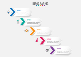 Fototapeta premium Business infographic template with 5 options arrows shape