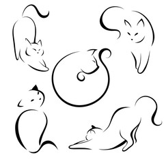 Cats, black lines. Linear design. Cats, vector illustration. cat