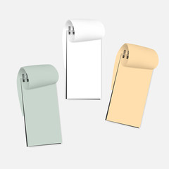 Spiral blank notebook with page curl - white and color paper, template