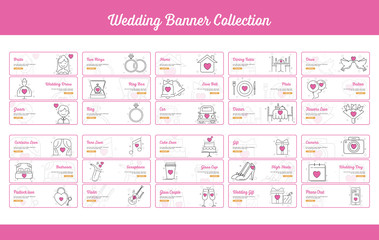 Wedding Banner Collection with Outline Filled Style
