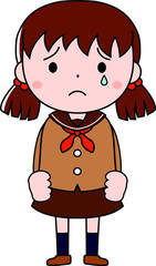 A pigtails female student in a sailor suit expressing emotion