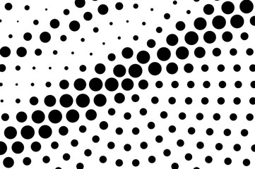 Black on white rough halftone texture. Diagonal dotted ornament. Contrast dotwork surface for vintage effect