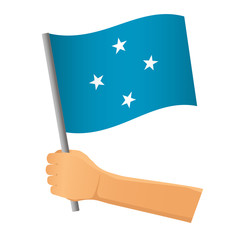 Micronesia flag in hand
