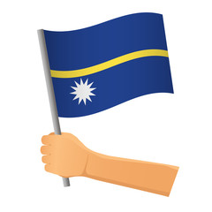 Nauru flag in hand