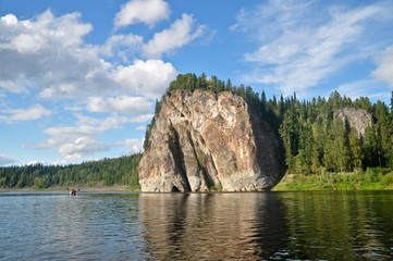 Fototapeta na wymiar Rocks on the river Schugor in the Komi Republic.