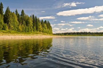 Virgin Komi forests, the river Shchugor.