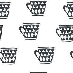 seamless pattern with scandinavian style cups