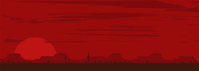 Wild west landscape background, Vector Illustration