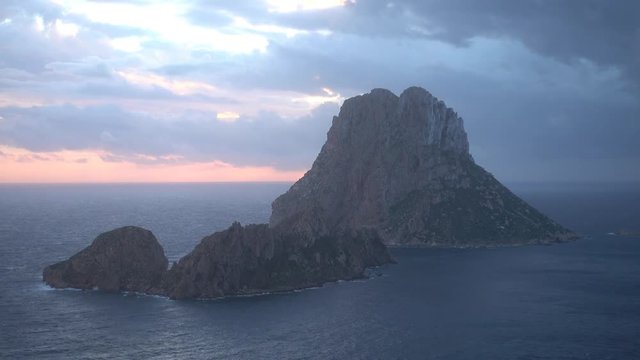 The island of Es vedra at sunset in Ibiza