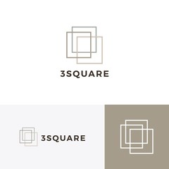 three square 3 logo vector icon illustration