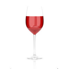 Red wine glass. 3d rendering illustration isolated on white background