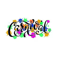 Fotobehang Carnival colorful calligraphic lettering poster. © OlgaLim