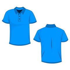 Template of front and back view of blue polo (t-shirt)