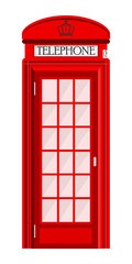 Obraz premium Street phone booth isolated on white background