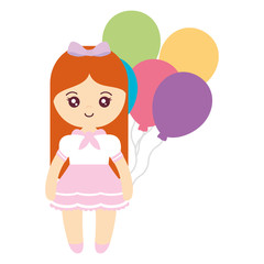 cute and little girl with balloons helium