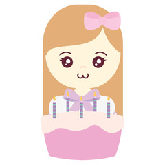 cute and little girl with sweet cake