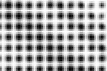Black on white halftone vector. Small dotted texture. Diagonal dotwork gradient. Monochrome halftone overlay