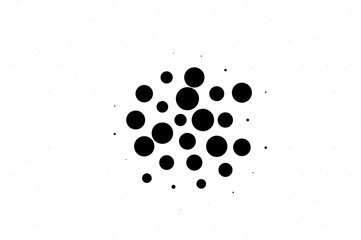 Black on white centered halftone texture. Oversized dotted ornament. Contrast dotwork pattern.