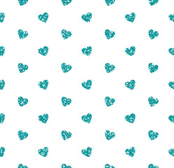 Turquoise Glitter Heart Pattern. Vector Shape.