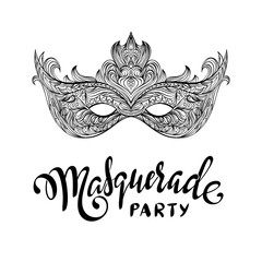 Beautiful black lace masquerade carnival  mask.