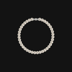 Realistic pearl bracelet isolated on black background