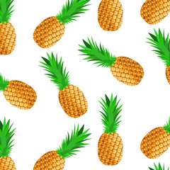 Seamless background with ripe pineapples
