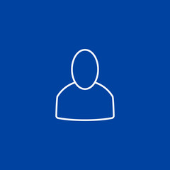Outline user icon on blue background